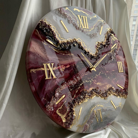 Attractive Epoxy Maroon Clock