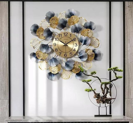 30 INCH ROUND LEAFY METAL WALL CLOCK - The First Decor