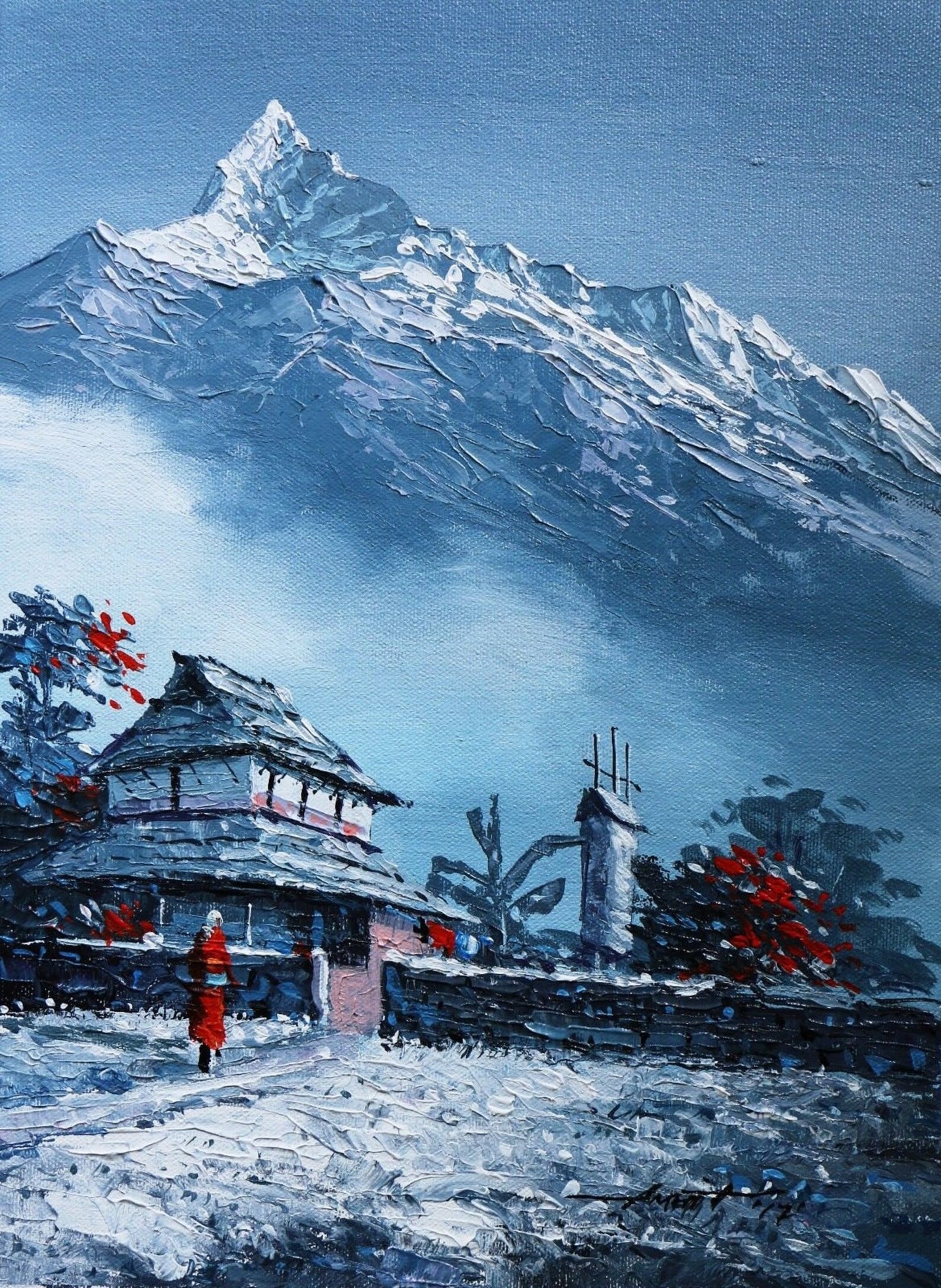 Mount Fishtail Pokhara Nepal Original Painting