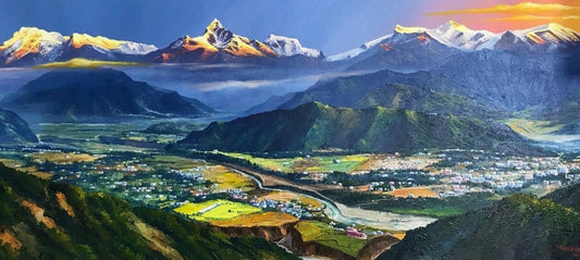 Mount Annapurna View From Pokhara Nepal Himalayas Original Painting