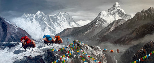 Mt Ama Dablam Yaks Original Painting