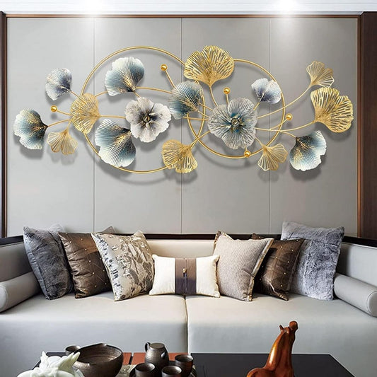 LUXAR DOUBLE RING METAL WALL ART (4X2 FEET )