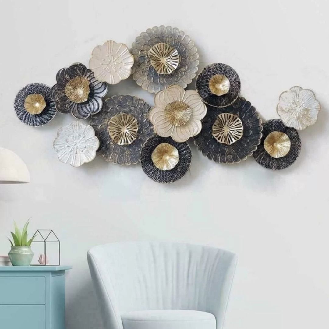 ELEGANT MULTICOLOUR CIRCLES METAL WALL ART (4X2 FEET )