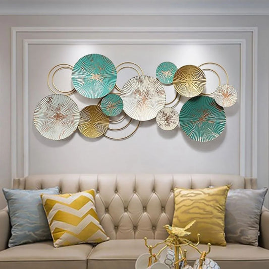 ROUND ABSTRACT METAL WALL ART (4X2 FEET)