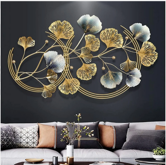 DOUBLE ROUND WITH LEAVES METAL WALL ART