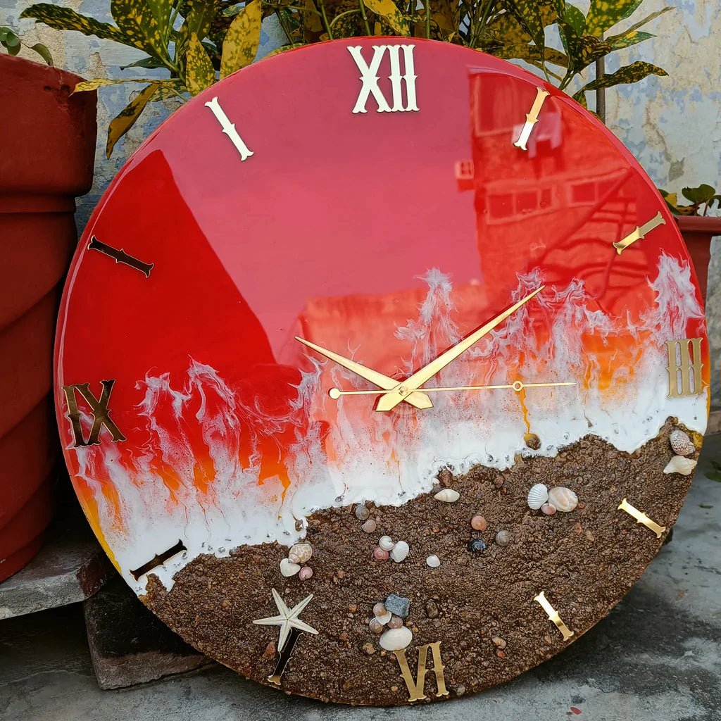 Beach View Epoxy Resin Wall Clock - The First Decor