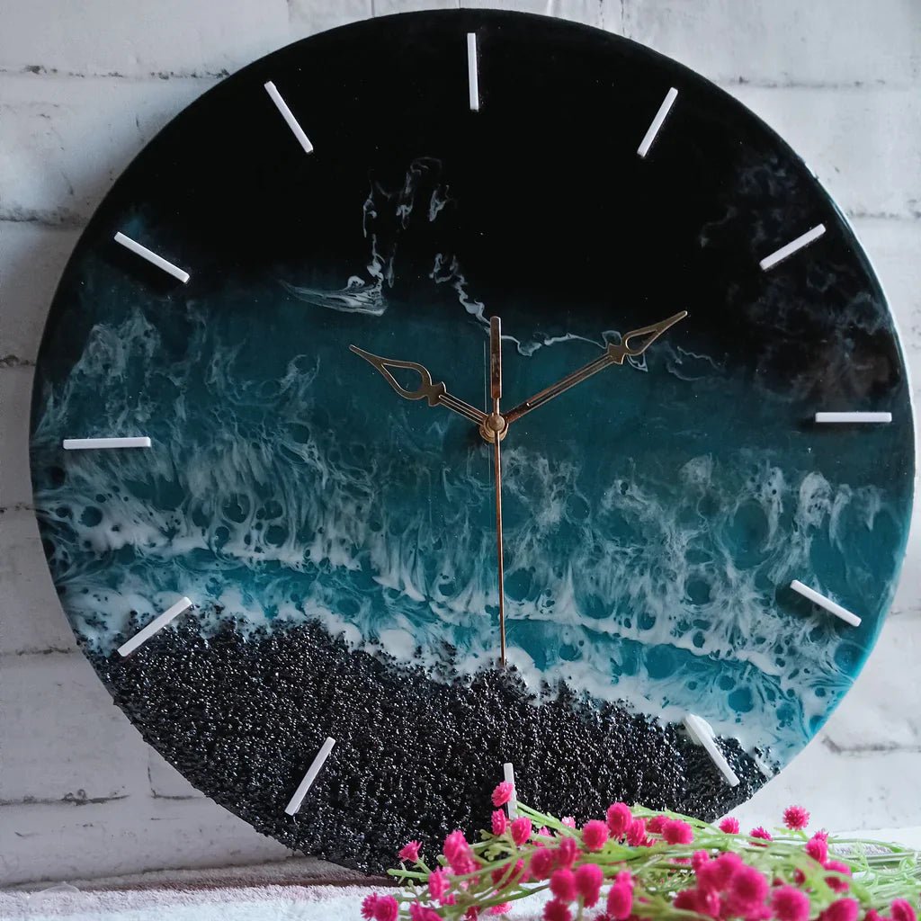 Black Shadow Epoxy Resin Wall Clock - The First Decor